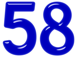 Numeral 58, fifty eight, isolated on white background, 3d render