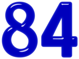 Numeral 84, eighty four, isolated on white background, 3d render
