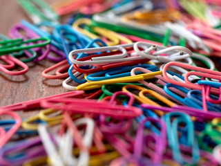 close up of colorful of paperclip concept of colorful background