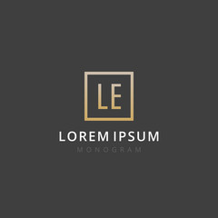 LE. Monogram of Two letters L & E . Luxury, simple, minimal and elegant LE logo design. Vector illustration template.