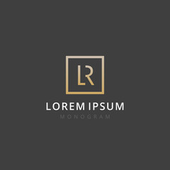 LR. Monogram of Two letters L & R . Luxury, simple, minimal and elegant LR logo design. Vector illustration template.