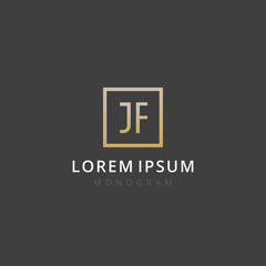 JF. Monogram of Two letters J & F . Luxury, simple, minimal and elegant JF logo design. Vector illustration template.