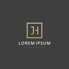 JH. Monogram of Two letters J & H . Luxury, simple, minimal and elegant JH logo design. Vector illustration template.