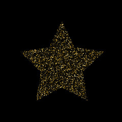 Vector luxury gold star. Element for advertising poster for restaurant, boutique and cafe, jewelry, fashion and party. Flat cartoon vector illustration. Objects isolated on a black background.