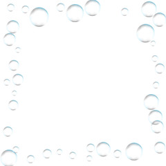 Underwater fizzing air bubbles on white background. Fizzy sparkles in water, sea, aquarium, ocean. Effervescent drink. Undersea vector texture.