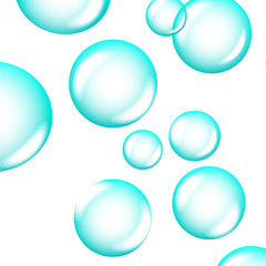 Set of clean water, soap, gas or air bubbles. Banner, poster or any design element. Realistic vector illustration. Soap bubbles