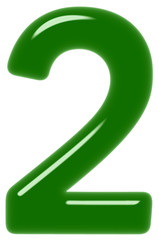 Numeral 2, two, isolated on white background, 3d render
