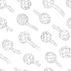 Vegetable artichoke, vegetarian pattern. Seamless nature wallpaper. Fresh organic healthy food background