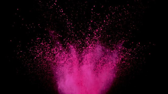Super slow motion of colored powder explosion isolated on black background. Filmed on high speed camera, 1000 fps.