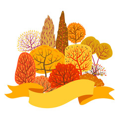 Background with autumn stylized trees.