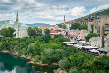 City of Mostar seen from the old bridge