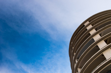 Round building against blue sky