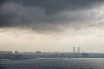 Fototapeta na wymiar Skyscraper in Istanbul city after rain