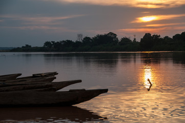 Fototapeta na wymiar Sunset on the river Manambolo 