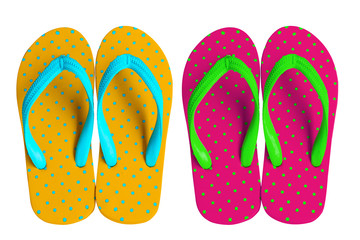 Colorful sandals isolated on white background.