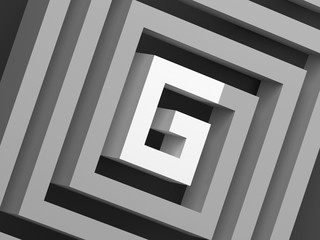 Abstract gray square spiral, 3 d