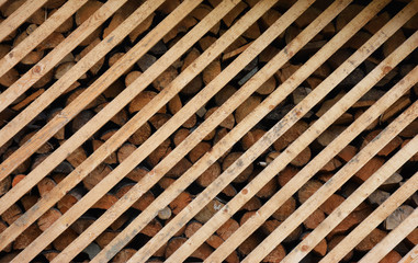 Oak logs in the hangar