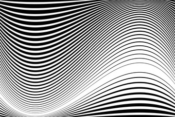 Abstract pattern.  Texture with wavy, billowy lines. Optical art background. Wave design black and white.