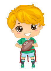 Kid Boy Flag Foot Ball Illustration