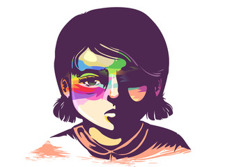 Kid Girl Hope In Misery Illustration