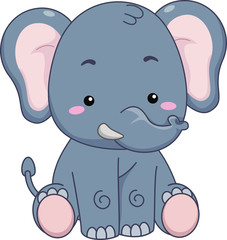 Animal Elephant Sit Illustration