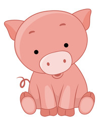 Pig Sit Illustration