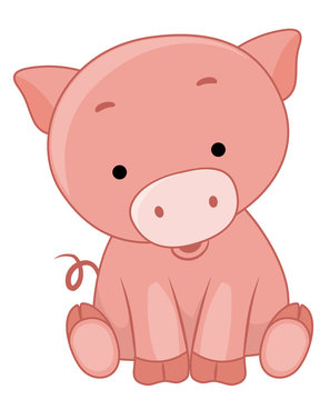 Pig Sit Illustration