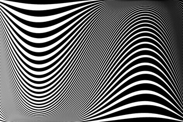 Abstract pattern.  Texture with wavy, billowy lines. Optical art background. Wave design black and white.