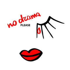 Fashion girl background with lips and eye. Vector illustration