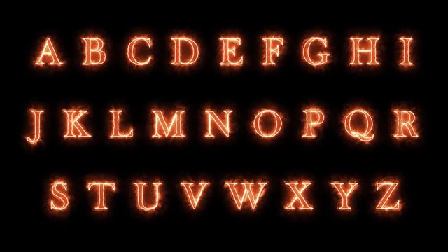4k ABC Fire Letters Animation/
Animation of a fire alphabet with burning letters, with also a version on green screen