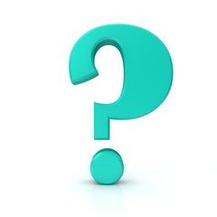 question mark interrogation point 3d turquoise sign symbol icon isolated