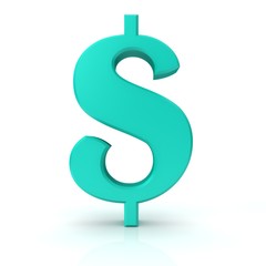 dollar sign 3d turquoise icon symbol isolated