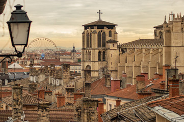 Lyon, FRANCE. View on The city what is known for its cuisine and gastronomy 01.12.2015