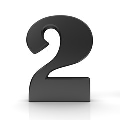 2 two second number black 3d isolated
