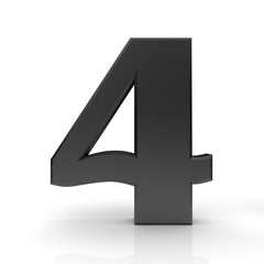 4 four number black 3d isolated