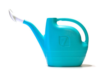garden watering can blue color isolated