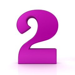 number 2 two pink 3d sign rendering isolated on white background 