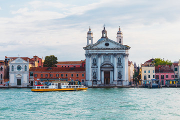 Fototapeta na wymiar Venice, Italy - May 24, 2018: Beautiful architecture of a unique Venice. Postcard with a view of the city.