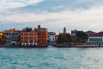 Venice, Italy - May 24, 2018: Beautiful architecture of a unique Venice. Postcard with a view of the city.