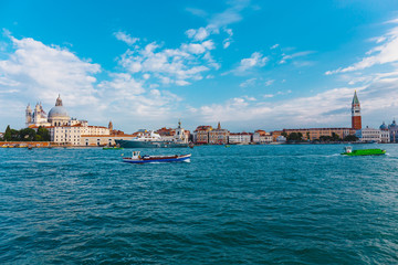Venice, Italy - May 24, 2018: Beautiful architecture of a unique Venice. Postcard with a view of the city.