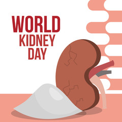 world kidney day organ and pile salt vector illustration