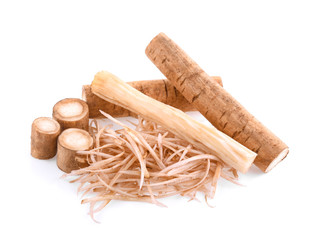 Burdock roots isolated on white background