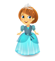 Cute little princess in a blue dress