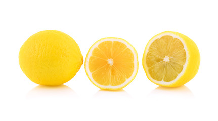lemon fruit with leaf isolated on white background
