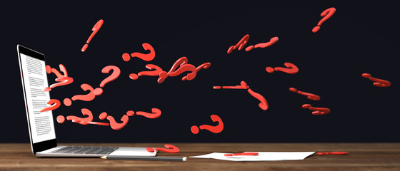 3D Illustration fliegende Fragezeichen - obrazy, fototapety, plakaty