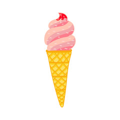 Ice cream in bright cartoon style. Icecream vector in nice colors isolated on white background.