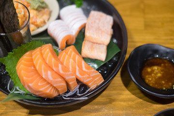 Raw fresh Salmon meat sashimi