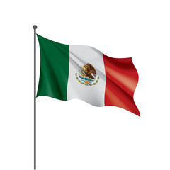 Mexican flag, vector illustration on a white background