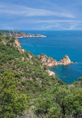 Blick von der Küstenstrasse an der Costa Brava bei Tossa de Mar,Katalonien,Spanien