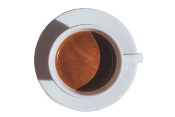 top view coffee cup isolated over white background